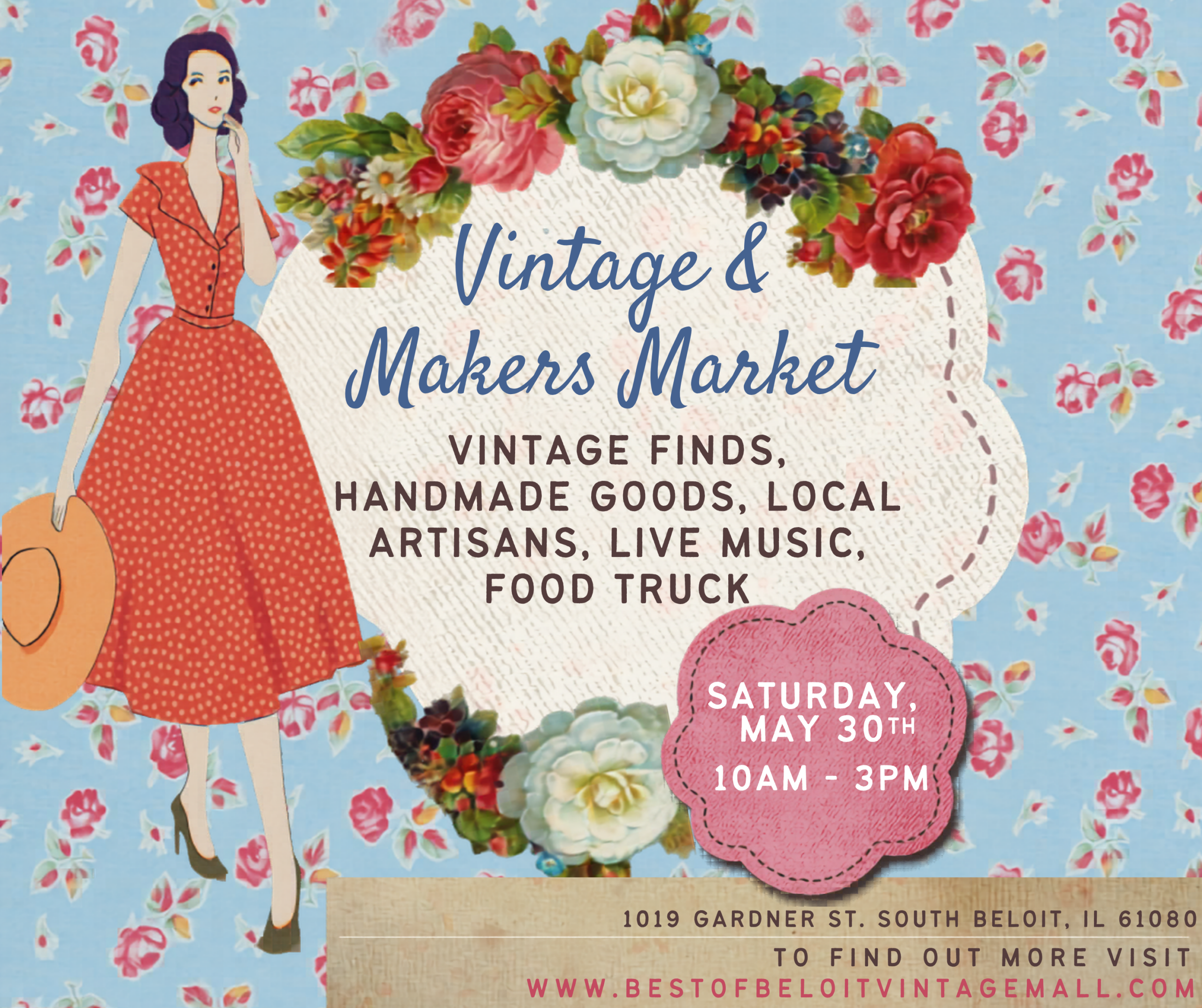 Vintage & Makers Outdoor Vendor Market May Flyer